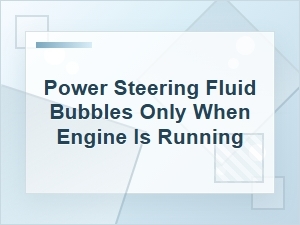 Power Steering Fluid Bubbles Only When Engine Runs